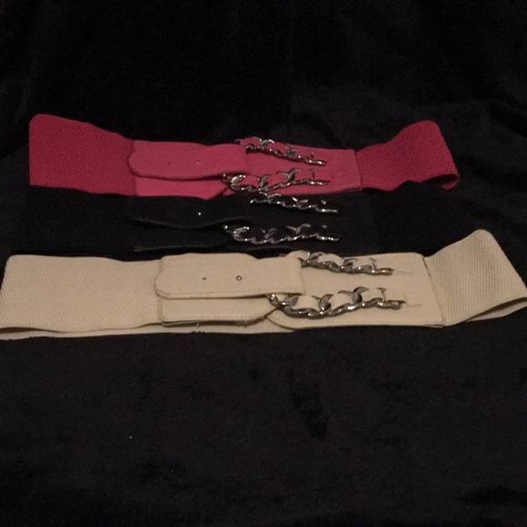 Accessories - Stretch belts pink black and cream vintage
